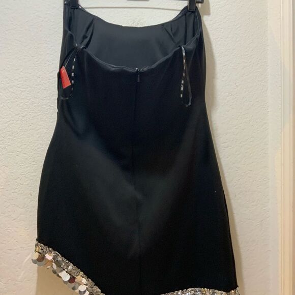 SHO by Tadashi Shoji Mini Cocktail Strapless Spangle Hem Cocktail Dress in Black - Picture 7 of 10